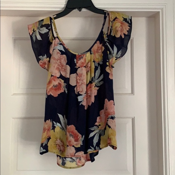 Joie navy floral silk blouse size XS - Picture 3 of 3